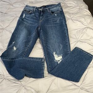 Judy Blue Dark Blue Distressed Slim Fit Jeans - size 5/27